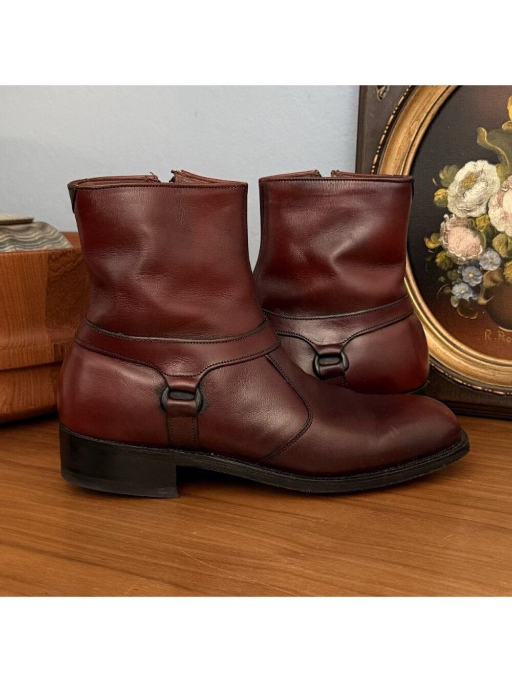 Vtg Breather Wright Arch Preserver 468 Leather Ankle Boot Men Sz 6.5 D Burgundy
